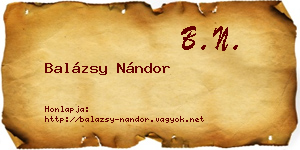 Balázsy Nándor névjegykártya