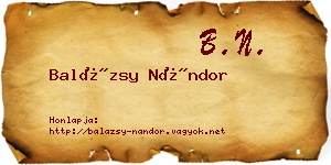 Balázsy Nándor névjegykártya